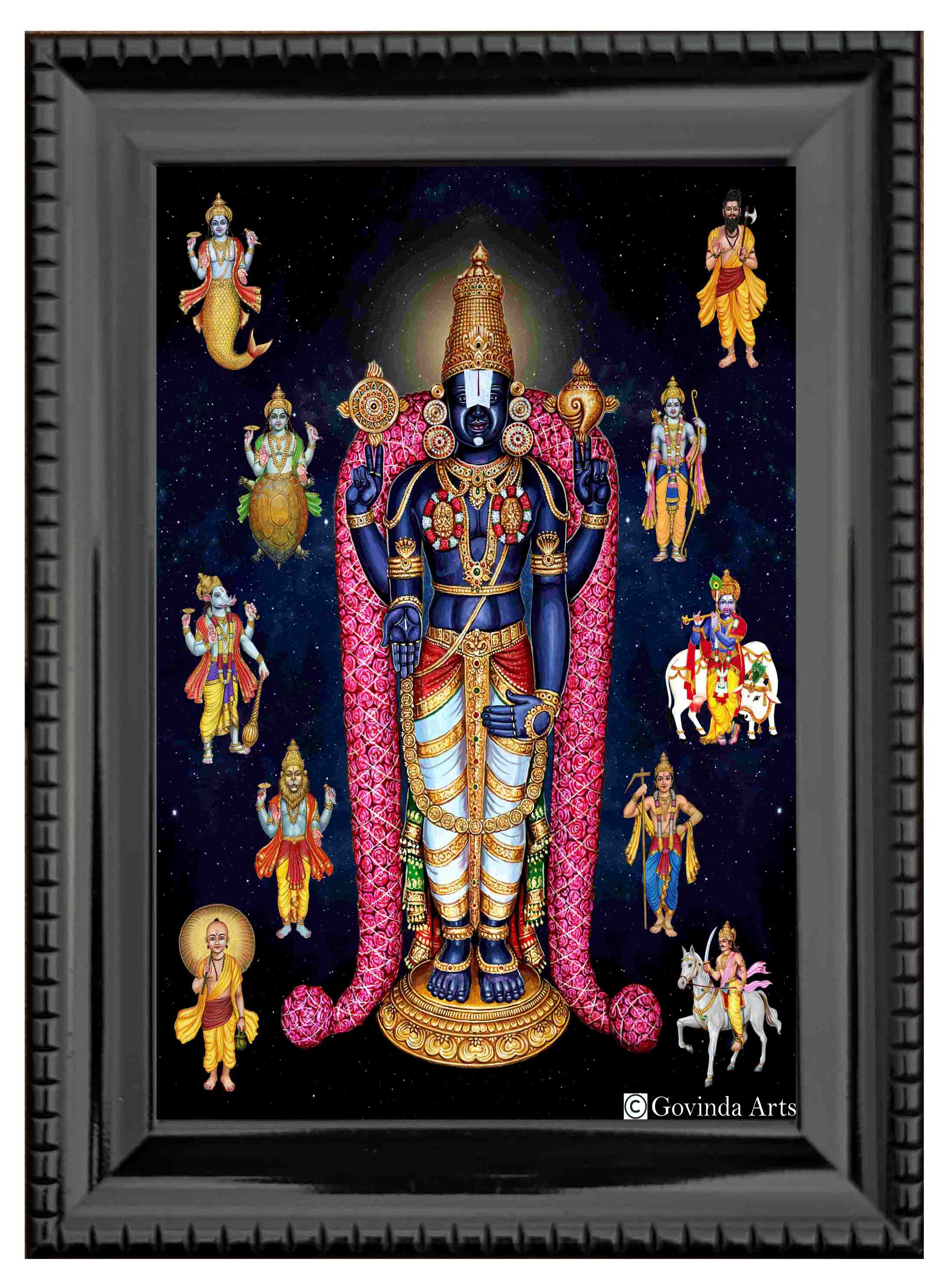 Dasavataram Painting in Authentic Wood Frame (Vertical) - 0