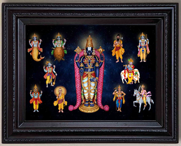 Dasavataram Painting in Authentic Wood Frame (Horizontal)