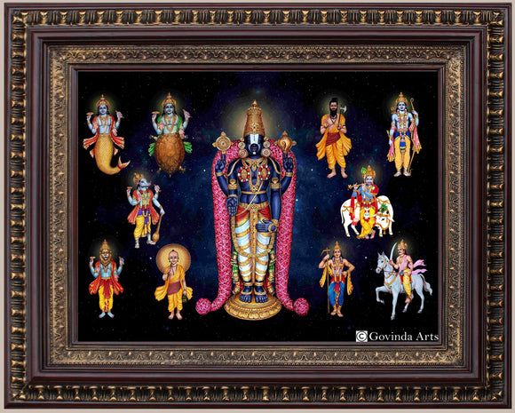 Dasavataram Painting in Authentic Wood Frame (Horizontal)