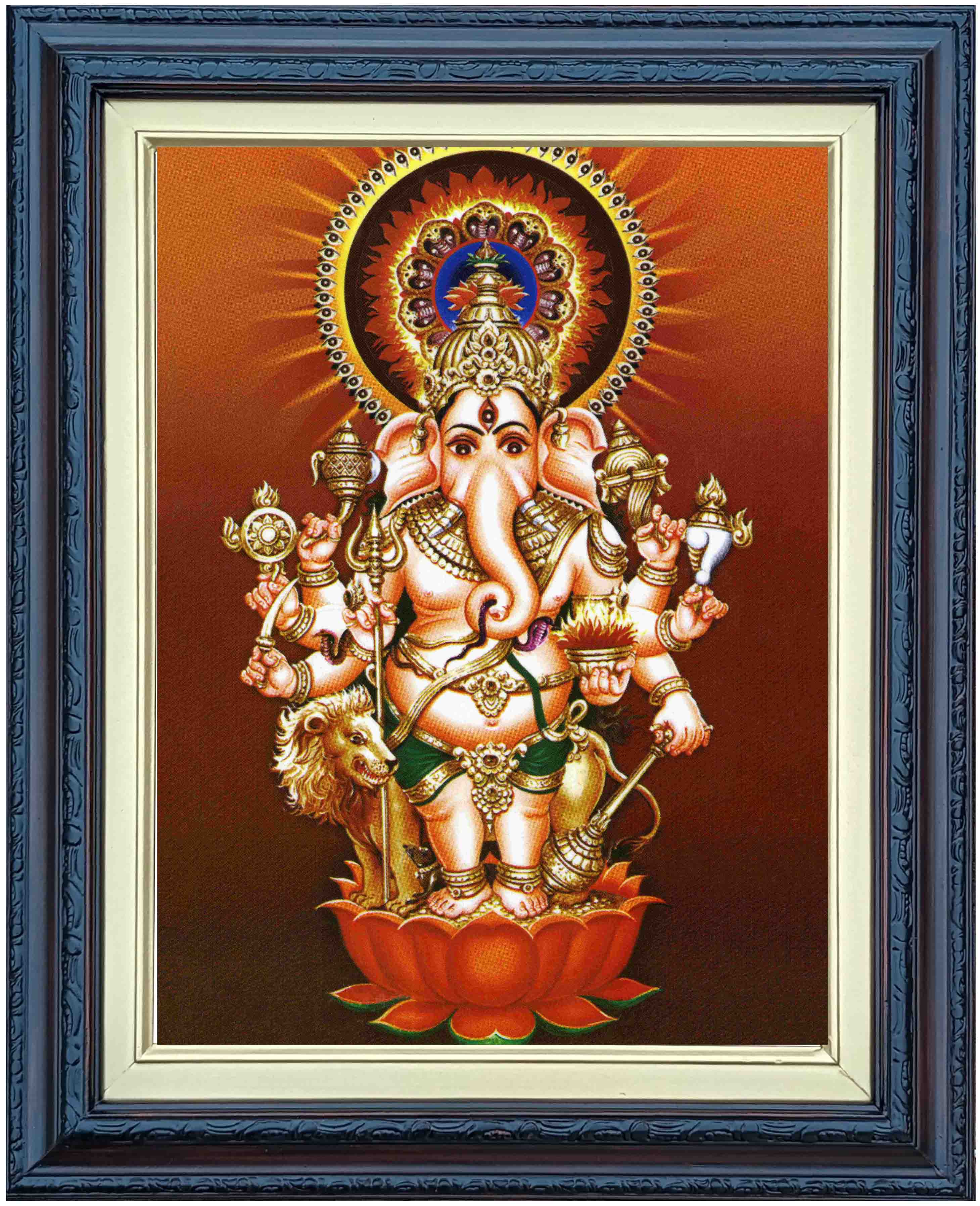 Drsti/Dhisti Ganesha Painting in Authentic Wood Frame