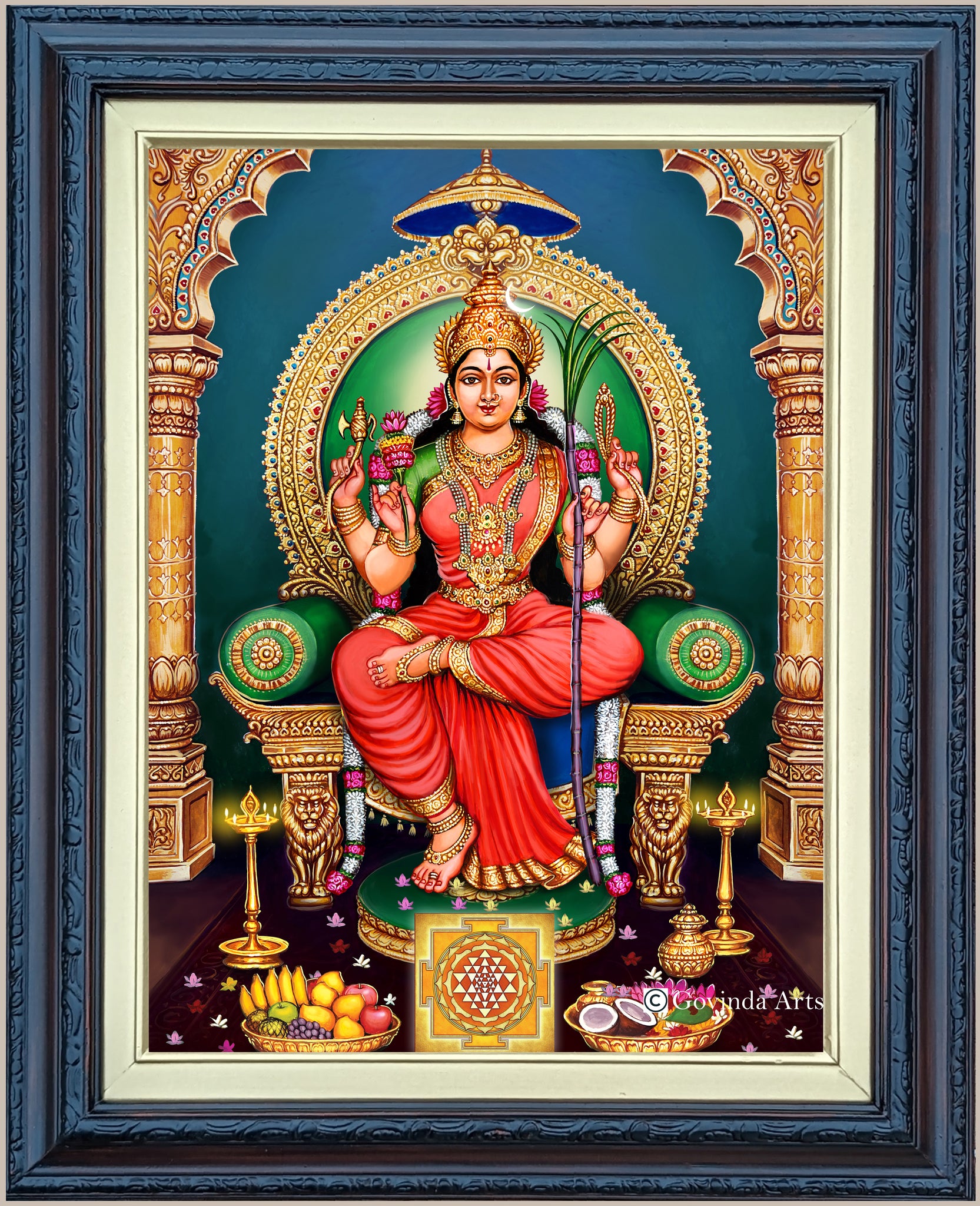 Goddess Lalitha Devi Painting in Authentic Wood Frame