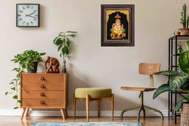 Lord Ganesha Painting in Authentic Wood Frame - 0