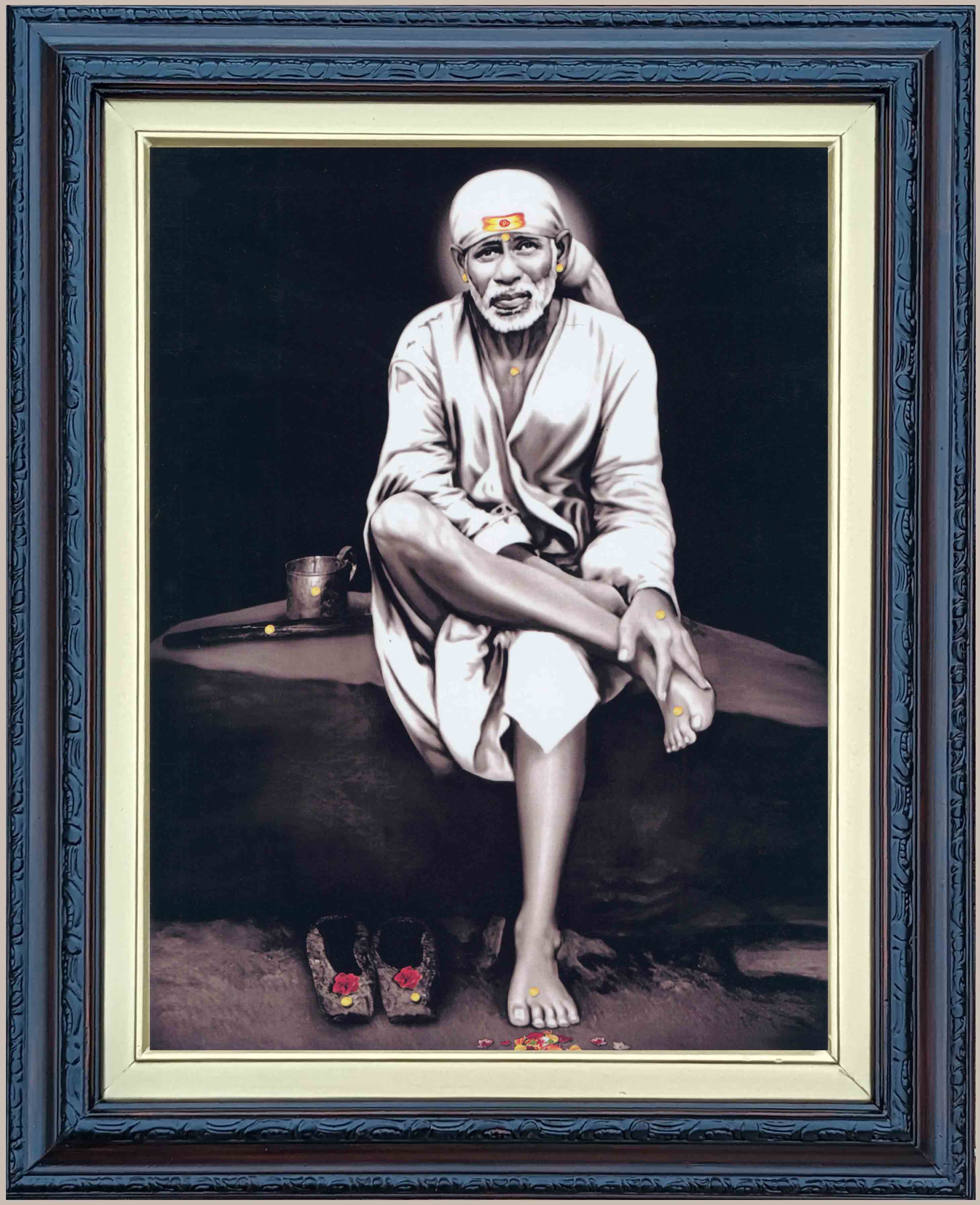 Shiridi Sai Baba Original Painting in Authentic Wood Frame