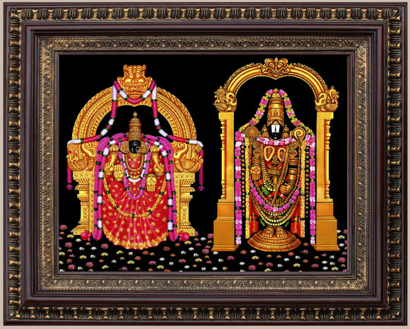 Sri Venkateswara Swamy and Padmavati Painting in Authentic Wood Frame