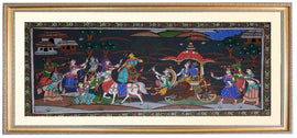 Krsna and Balaram leaving Vrindavan Hand Painting in Patachitra Style