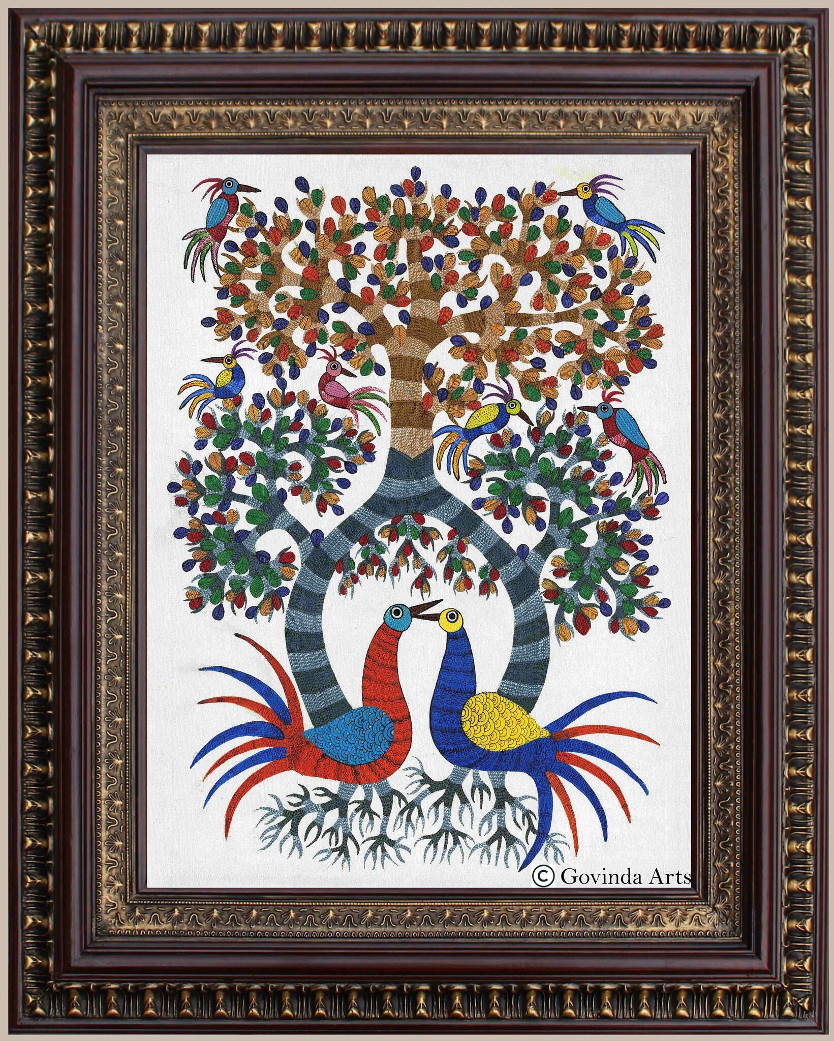 Tree of Life Painting in Authentic Wood Frame