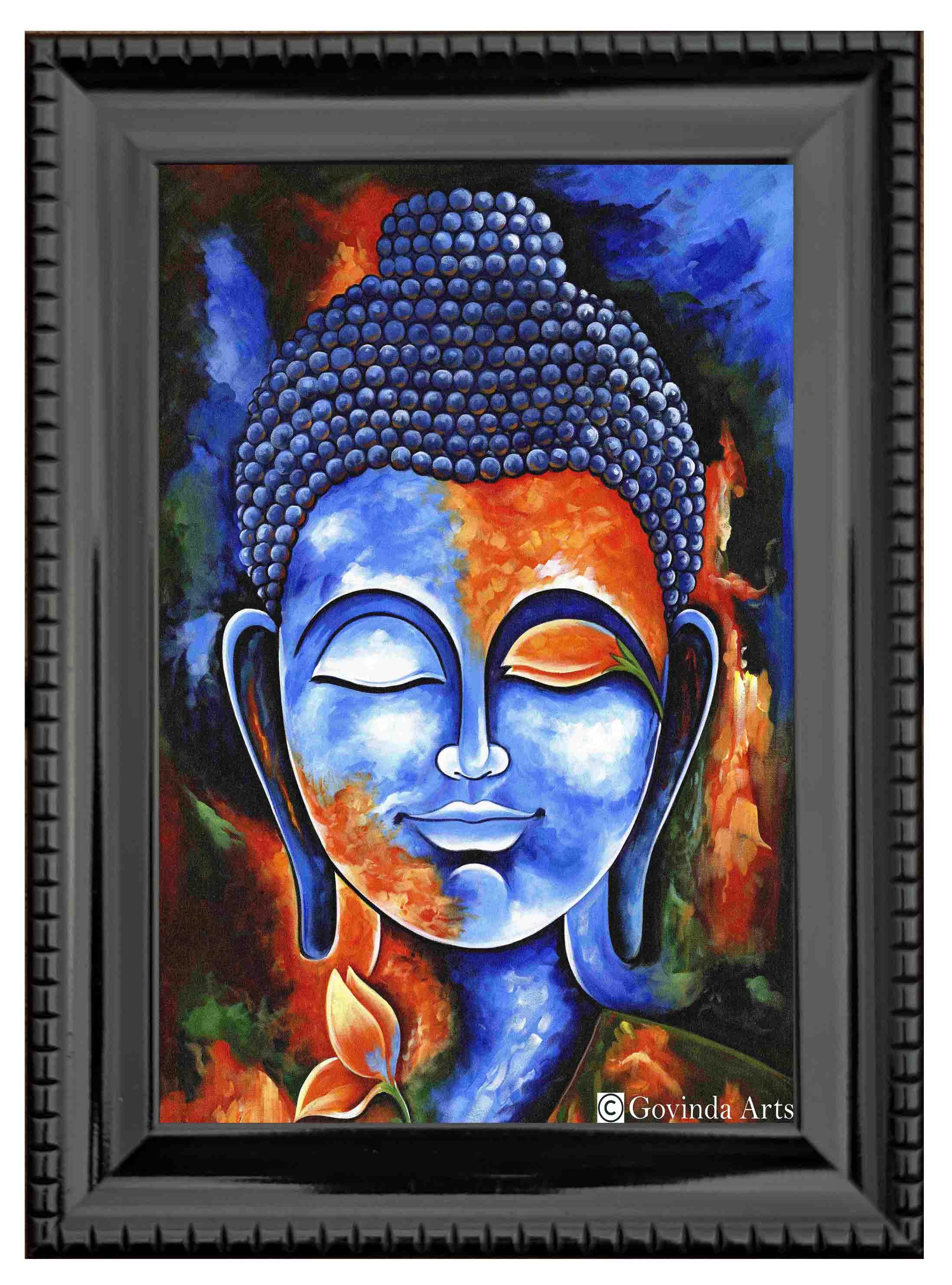 Lord Buddha Painting in Authentic Wood Frame