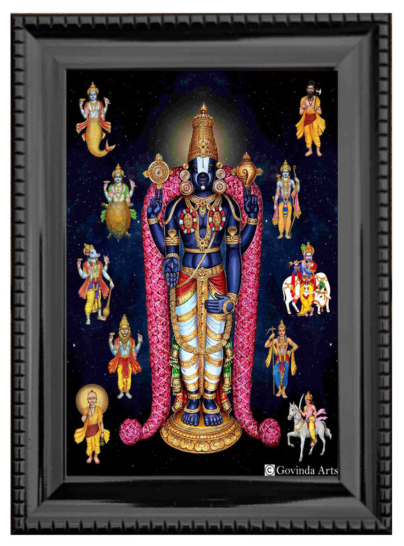 Dasavataram Painting in Authentic Wood Frame (Vertical)