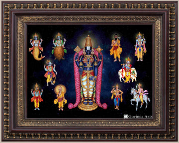 Dasavataram Painting in Authentic Wood Frame (Horizontal)