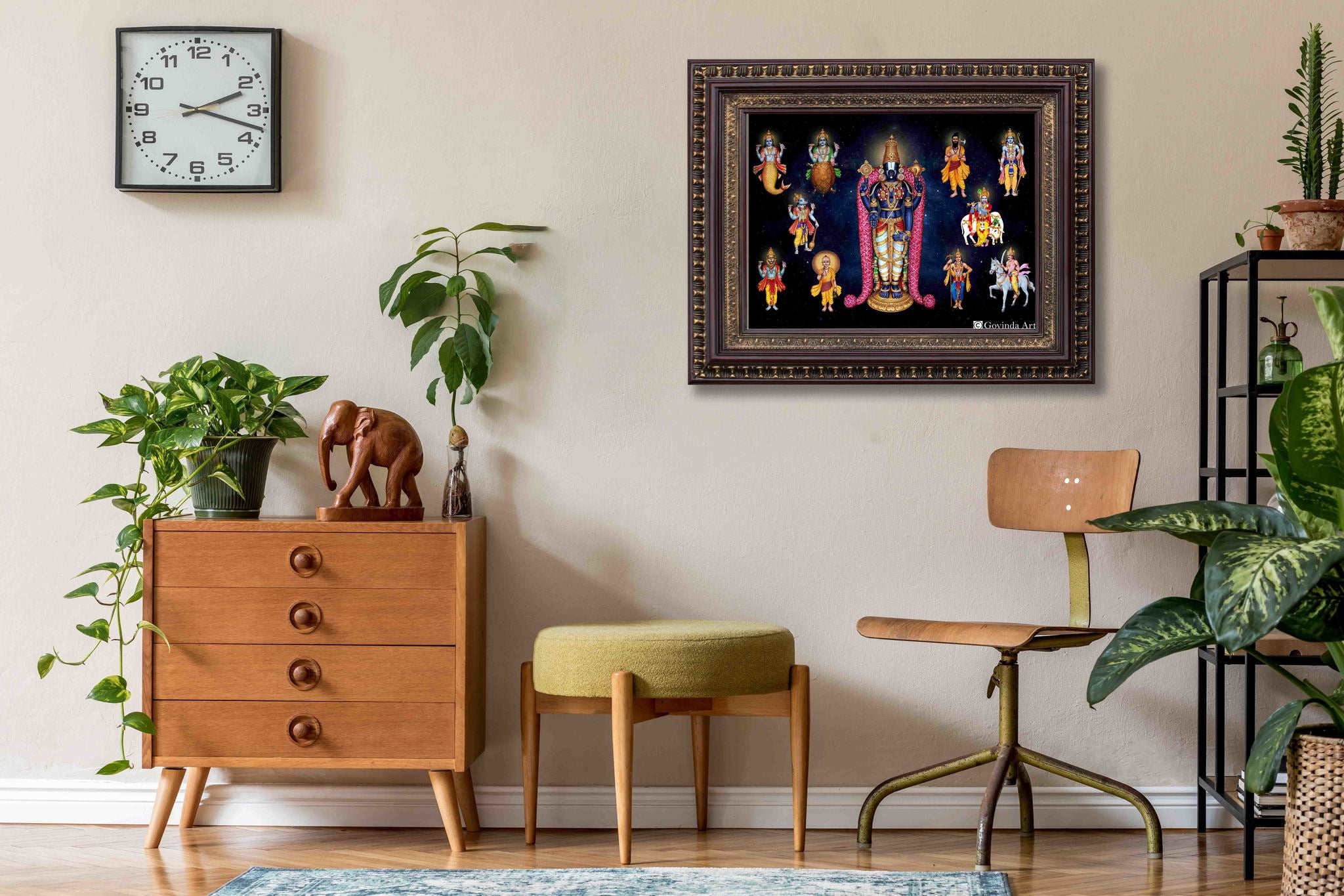 Dasavataram Painting in Authentic Wood Frame (Horizantal)