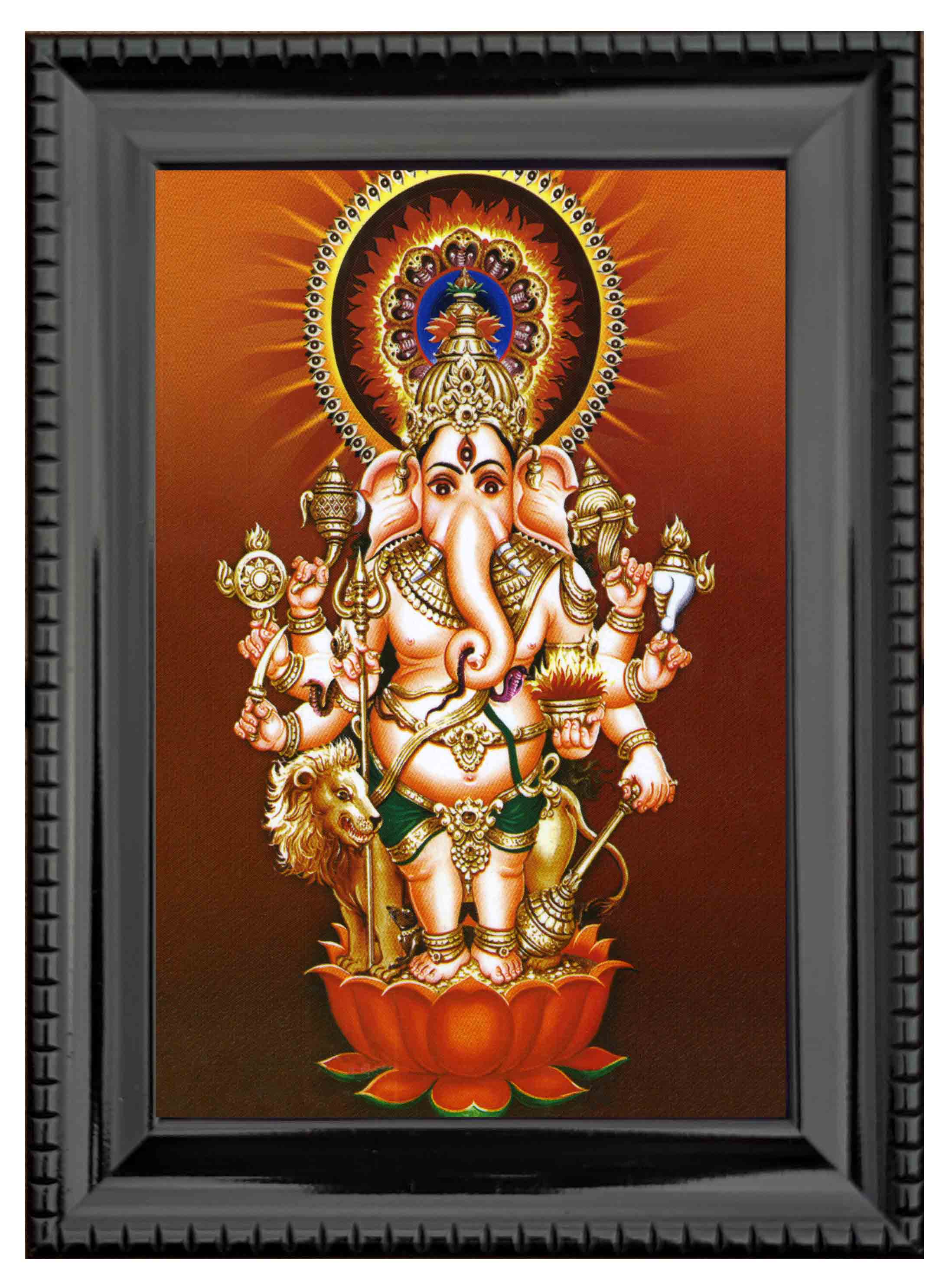 Drsti/Dhisti Ganesha Painting in Authentic Wood Frame