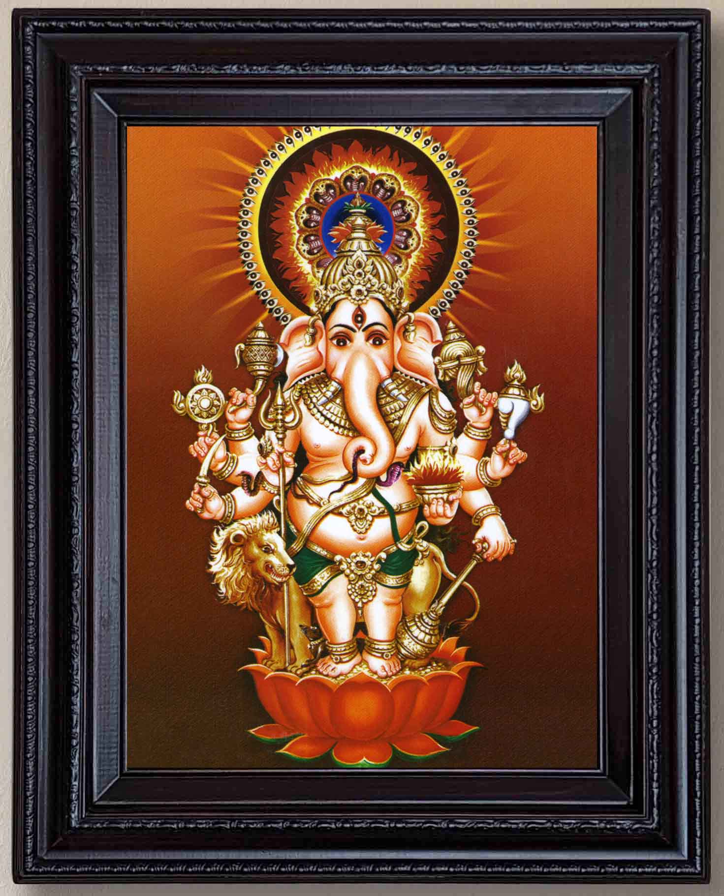 Drsti/Dhisti Ganesha Painting in Authentic Wood Frame