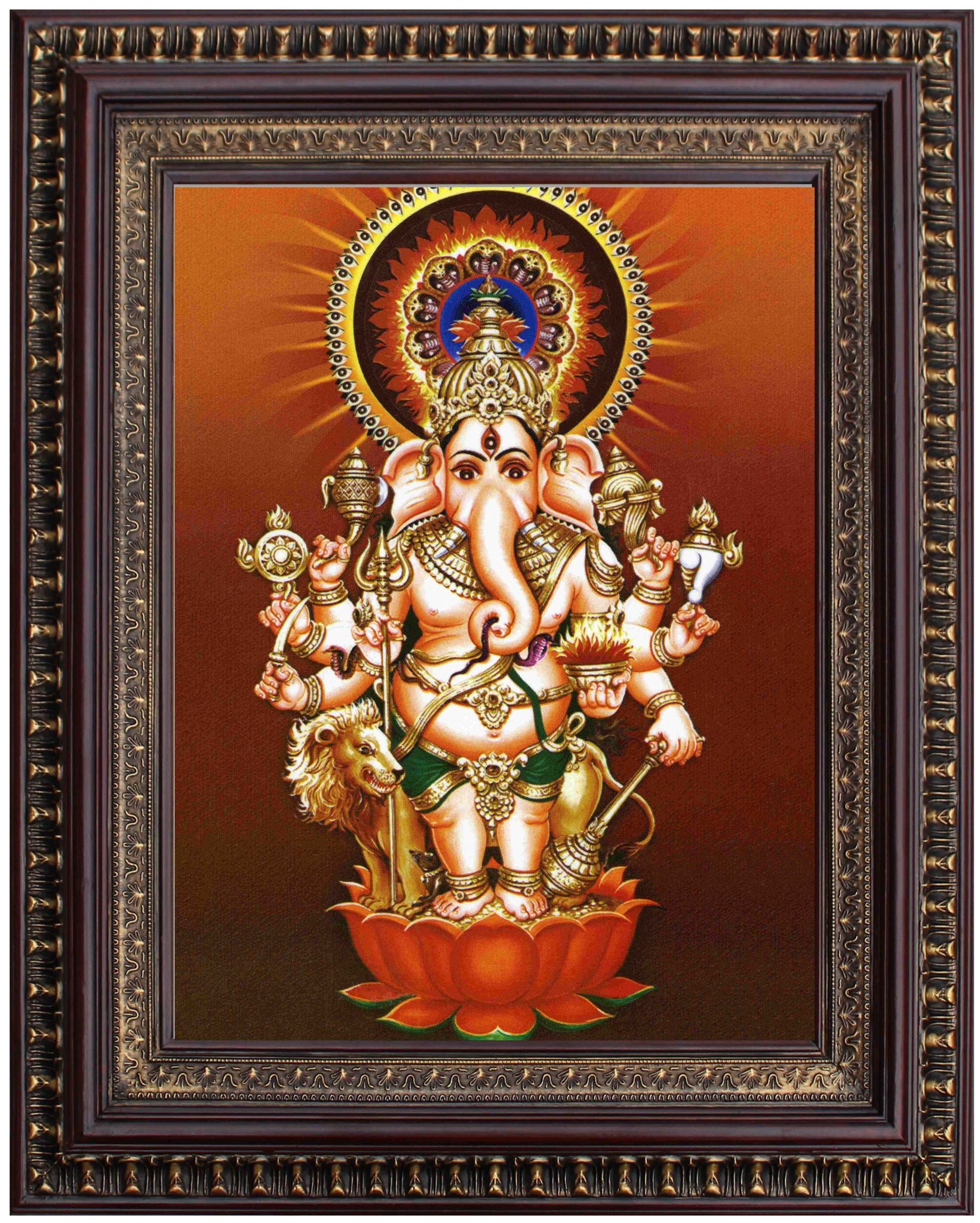 Drsti/Dhisti Ganesha Painting in Authentic Wood Frame