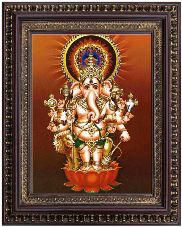 Drsti/Dhisti Ganesha Painting in Authentic Wood Frame