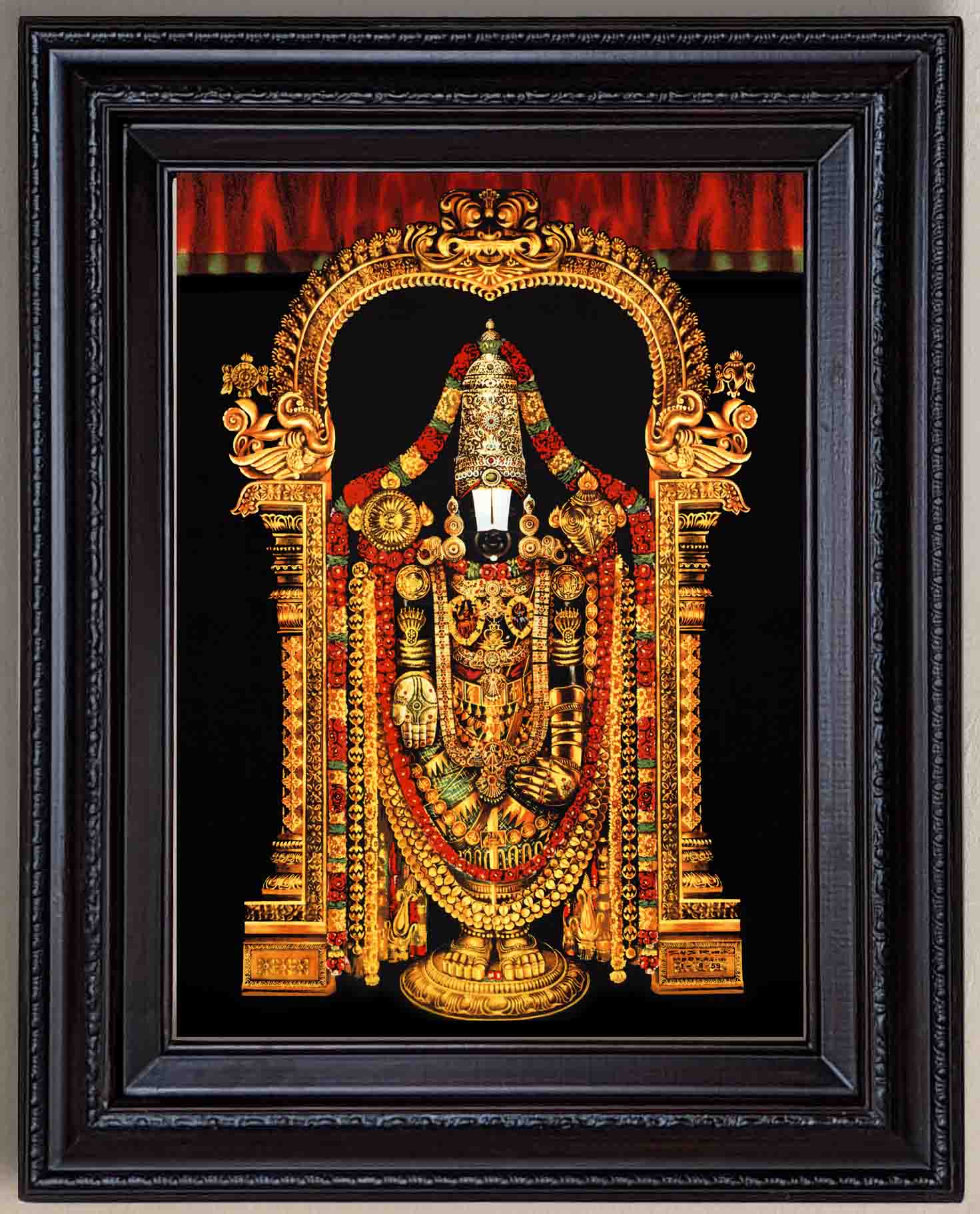 Lord Balaji in Golden Painting in Authentic Wood Frame