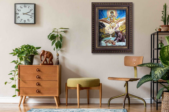 Gajendra Moksham Painting in Authentic Wood Frame