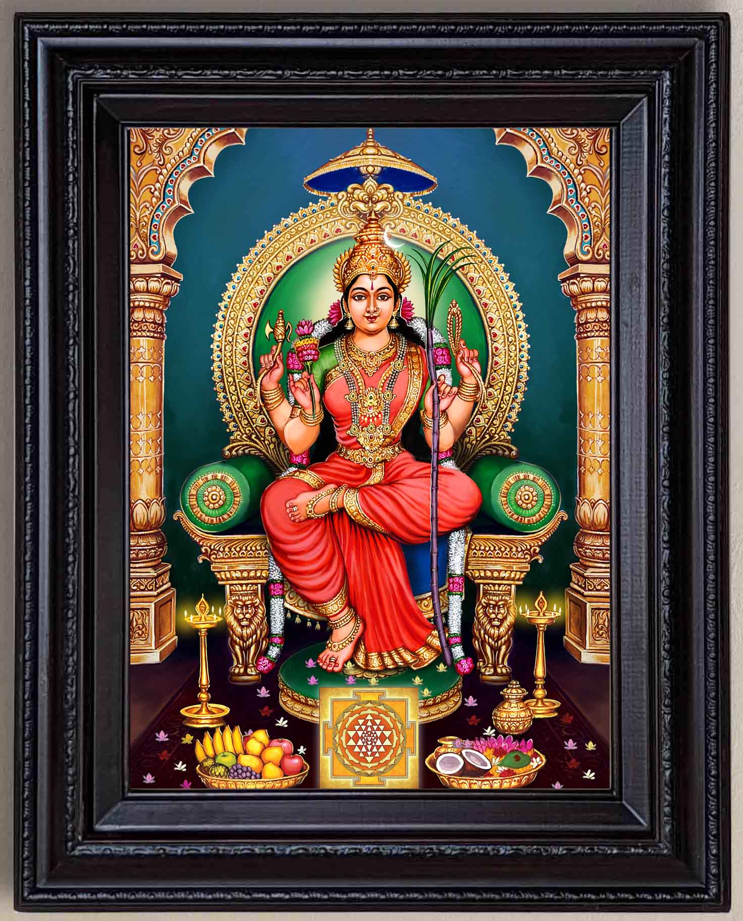 Goddess Lalitha Devi Painting in Authentic Wood Frame