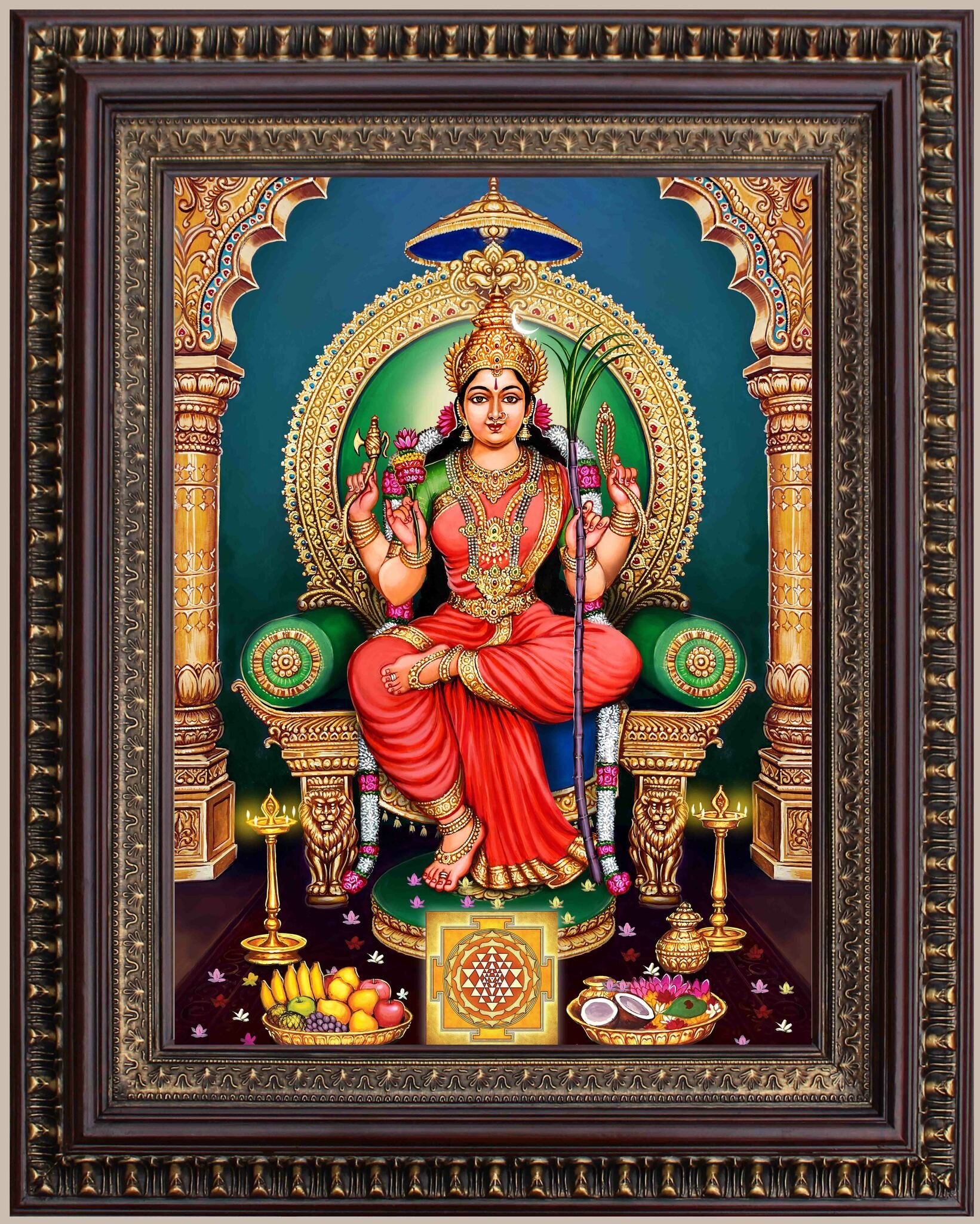 Goddess Lalitha Devi Painting in Authentic Wood Frame