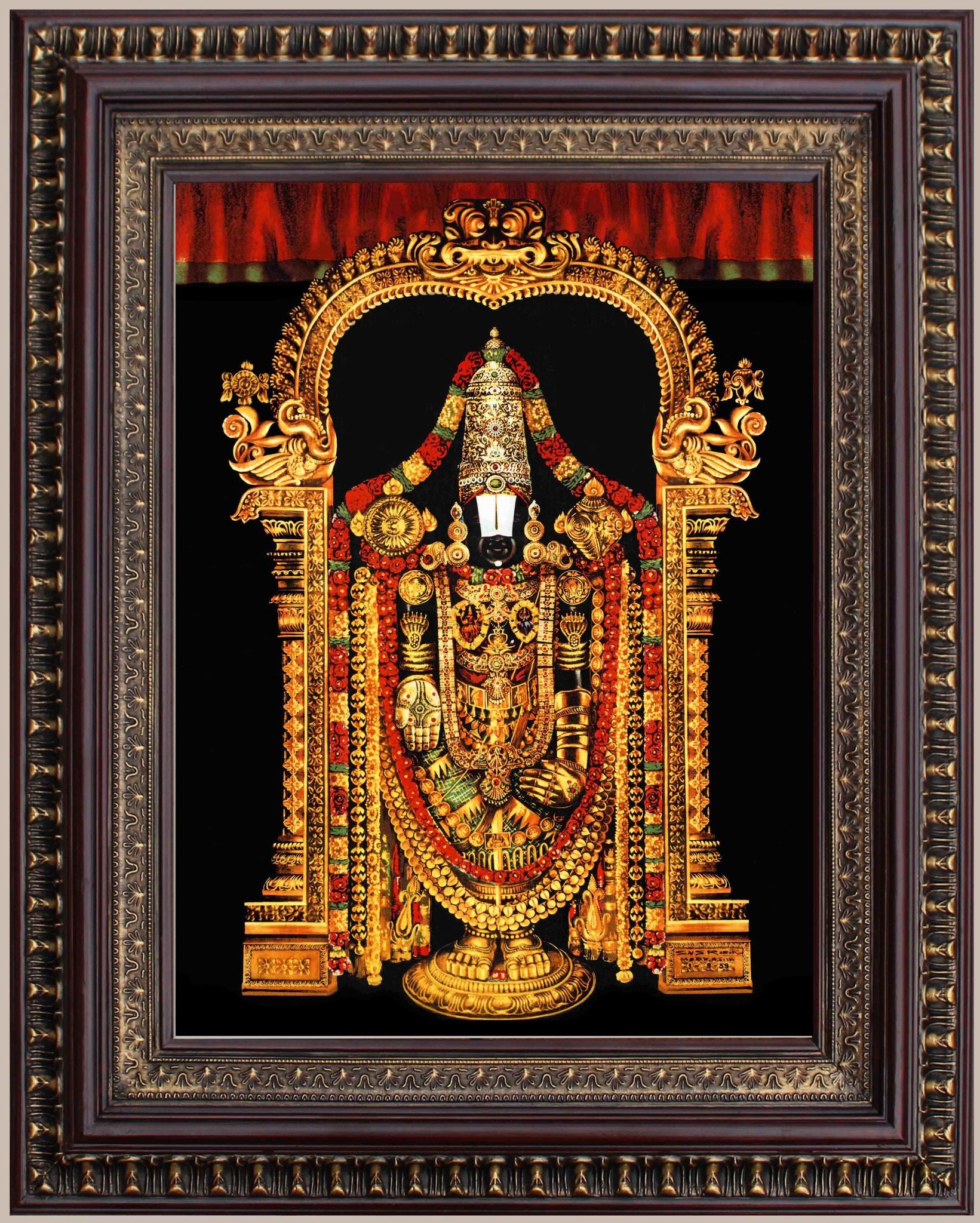 Lord Balaji in Golden Painting in Authentic Wood Frame