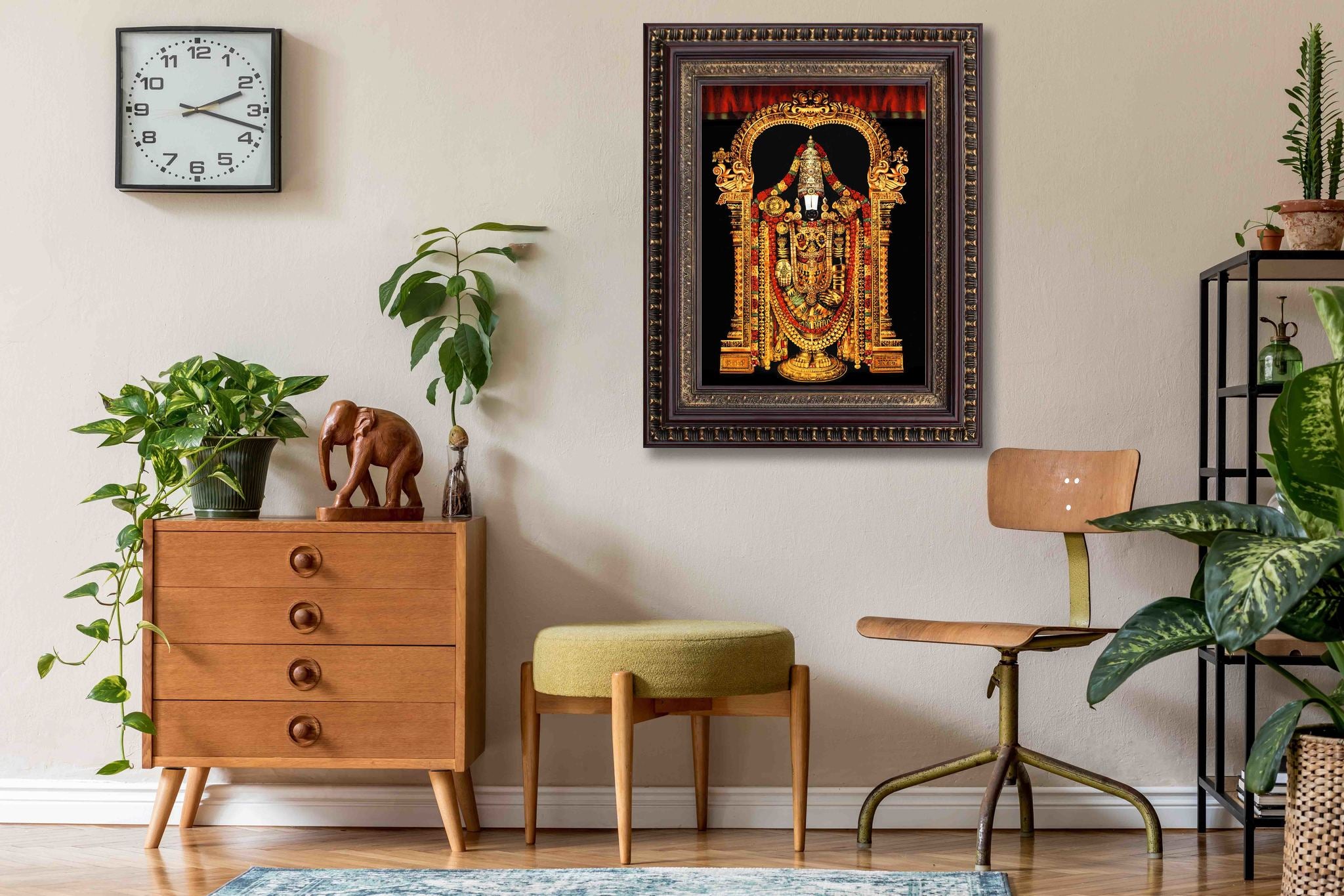 Lord Balaji in Golden Painting in Authentic Wood Frame - 0