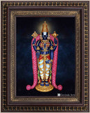 Lord Balaji with Rose Garland Golden Painting in Authentic Wood Frame-1