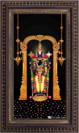 Lord Balaji with Tulsi Garland Painting in Authentic Wood Frame - 0