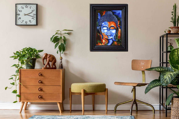 Lord Buddha Painting in Authentic Wood Frame
