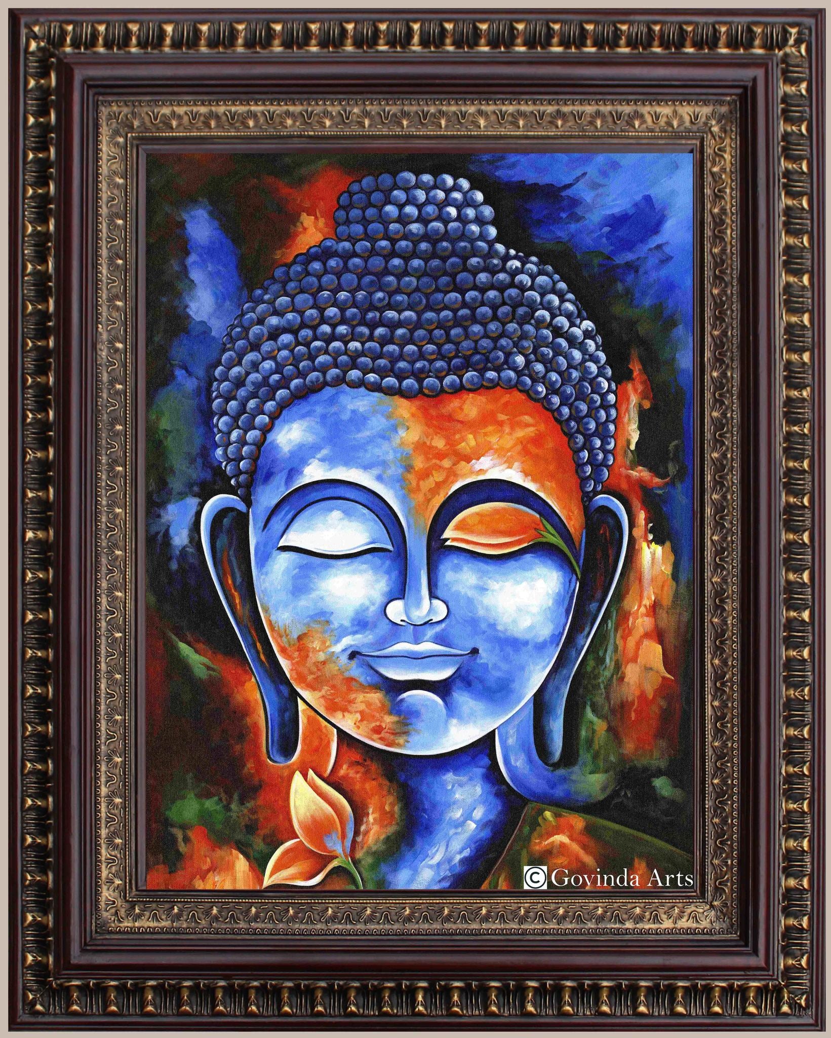 Lord Buddha Painting in Authentic Wood Frame