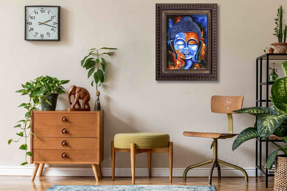 Lord Buddha Painting in Authentic Wood Frame
