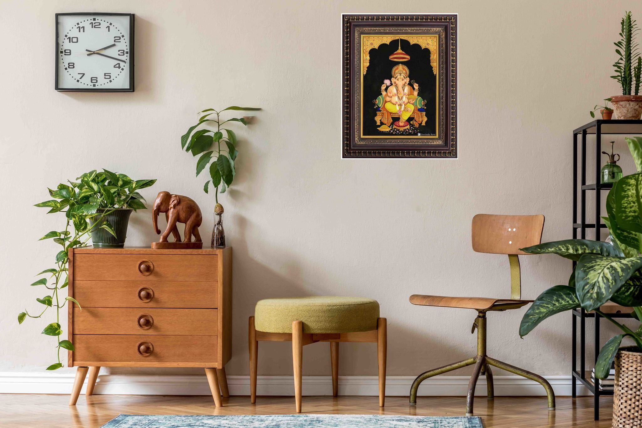 Lord Ganesha Painting in Authentic Wood Frame - 0