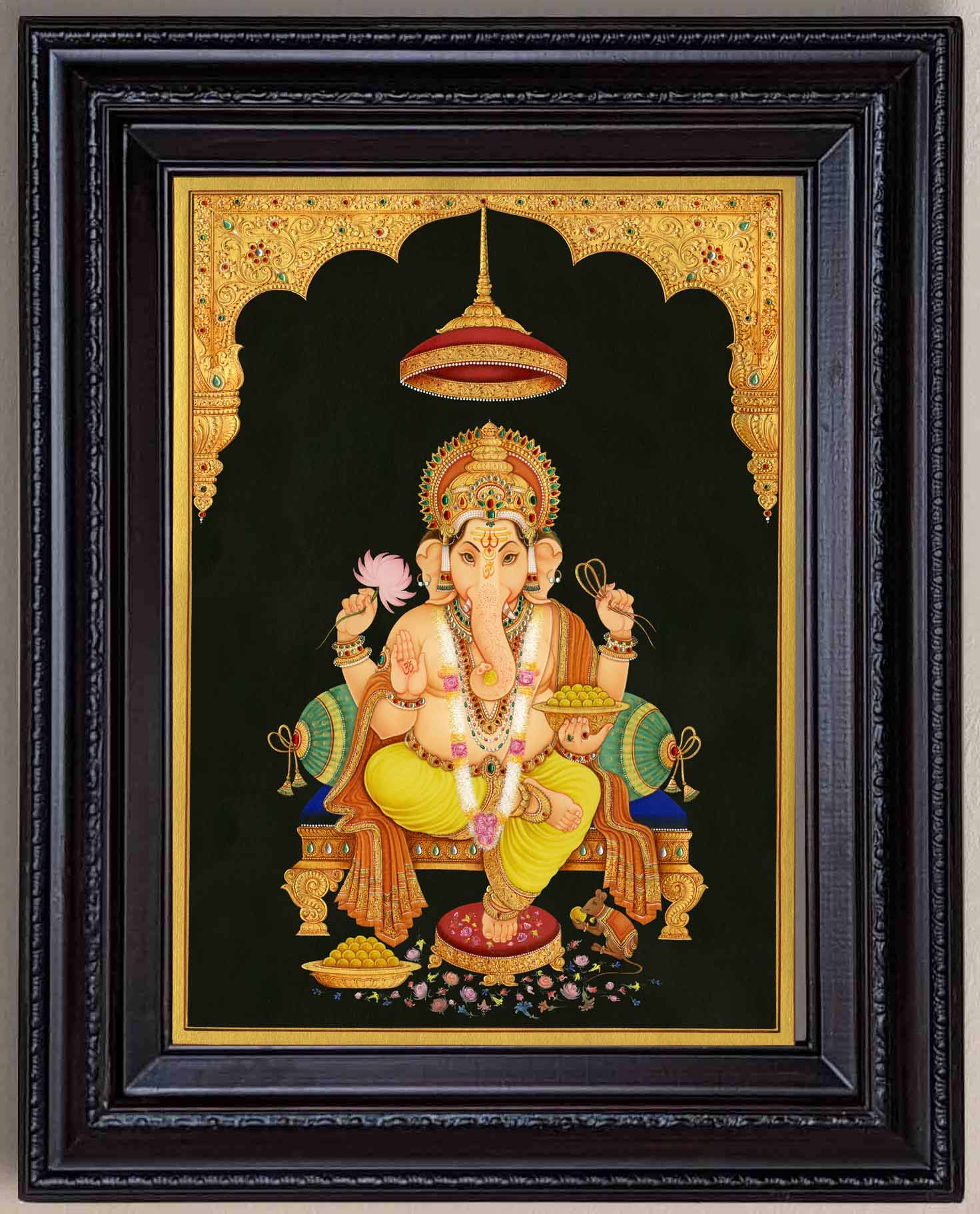 Lord Ganesha Painting in Authentic Wood Frame