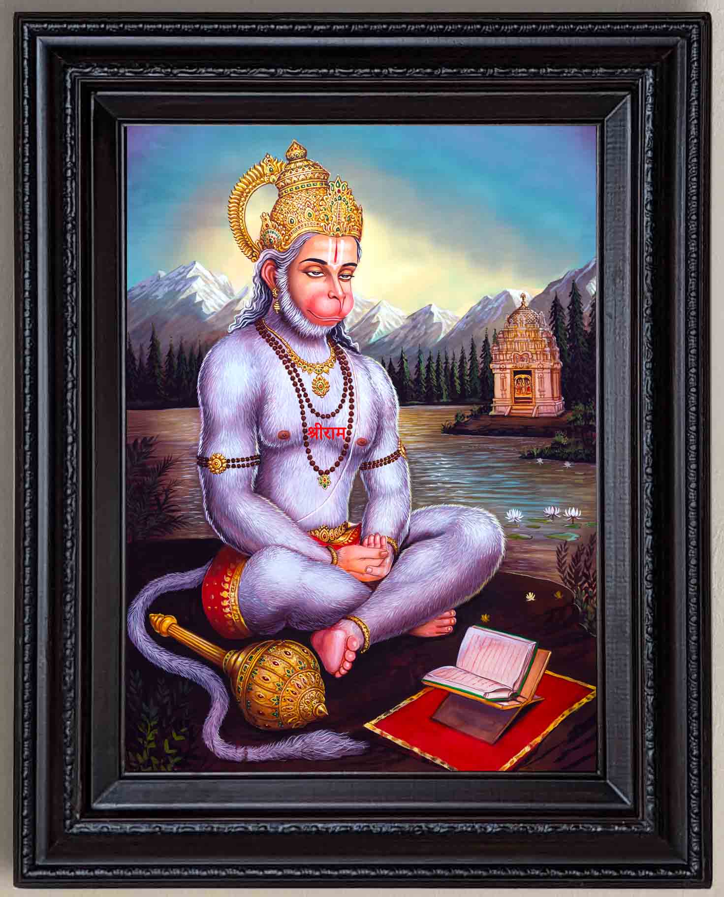 Lord Hanuman Painting in Authentic Wood Frame