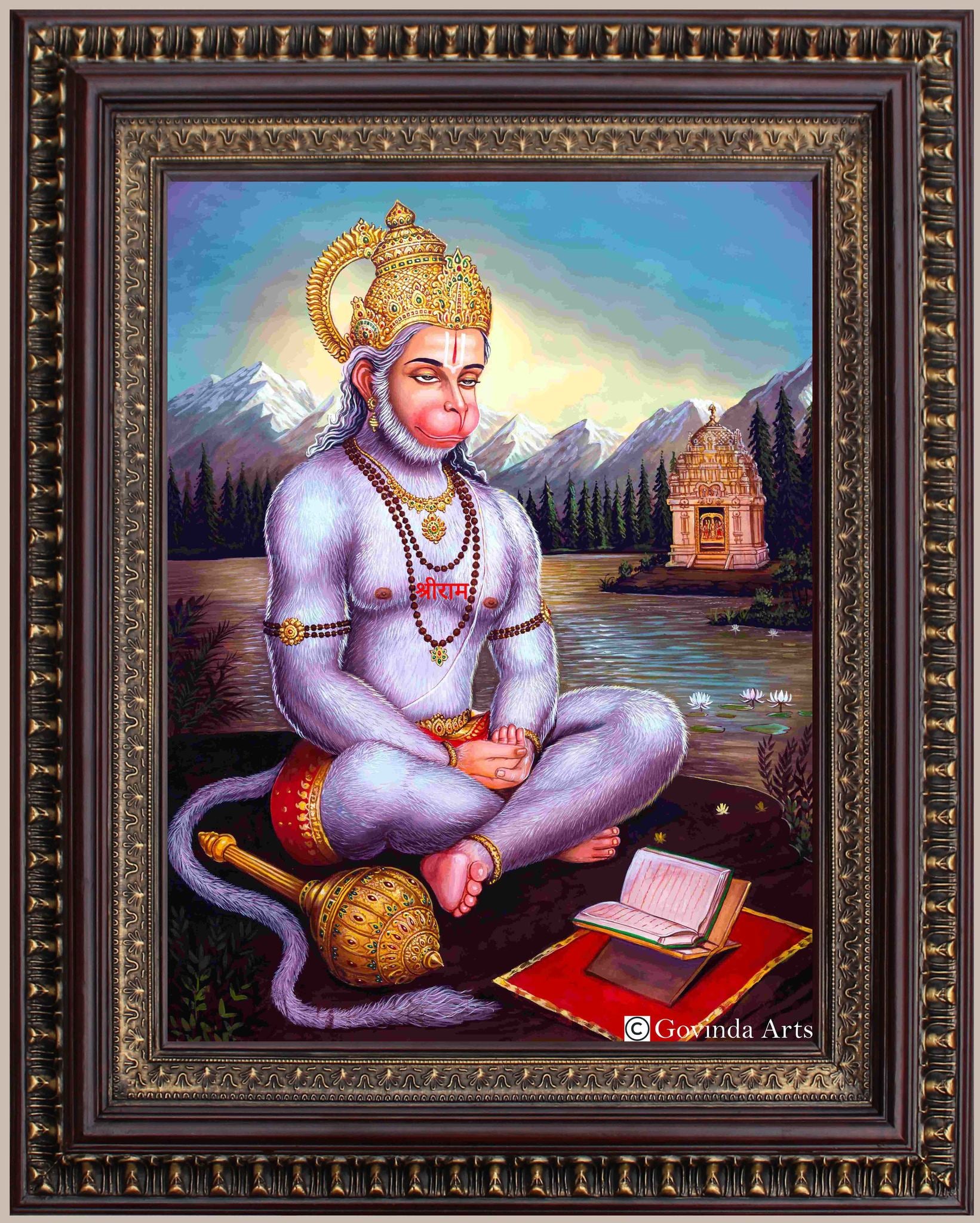 Lord Hanuman Painting in Authentic Wood Frame