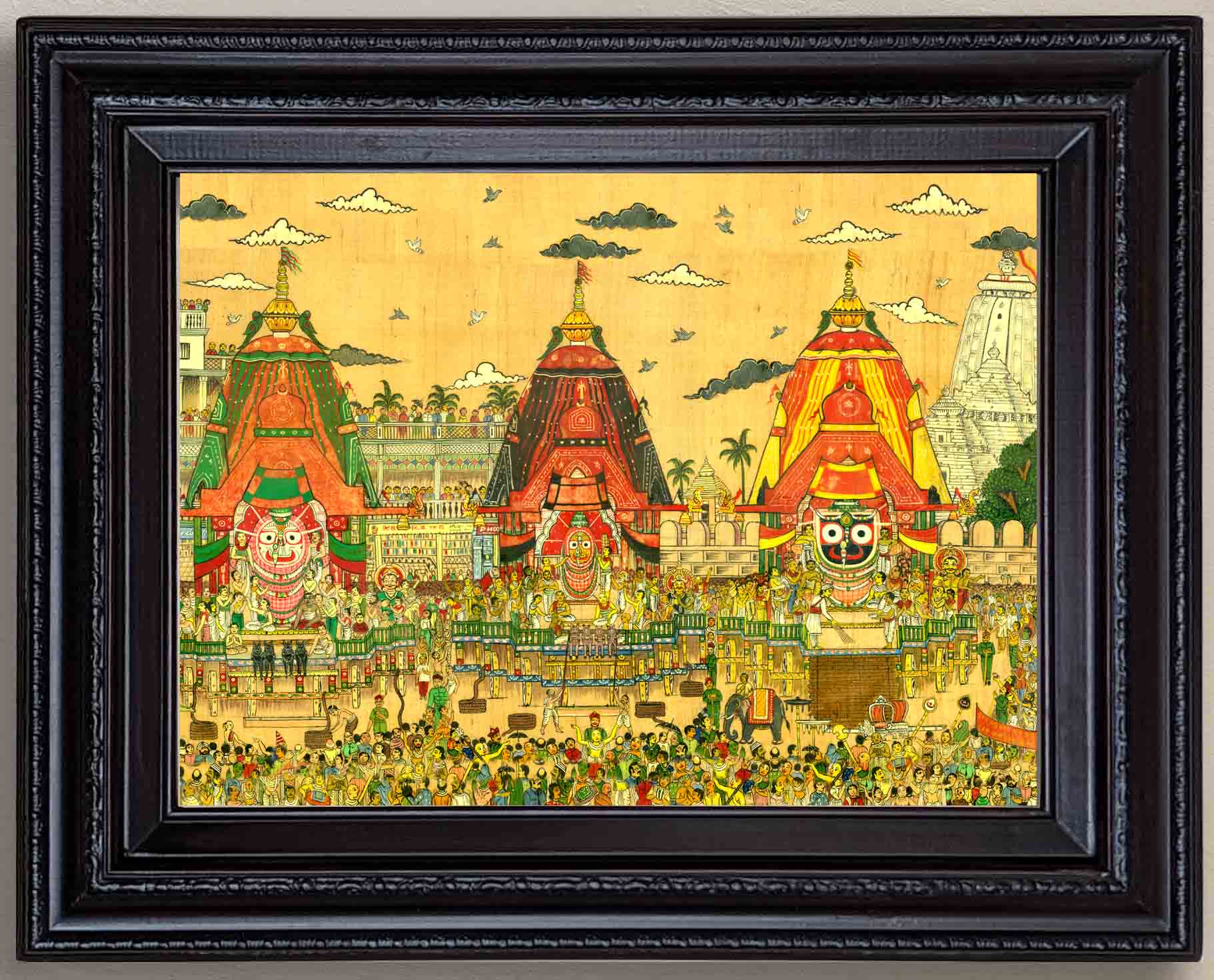 Lord Jaganath Baladev Subhadra Devi Ratha Yatra Painting in Authentic Wood Frame