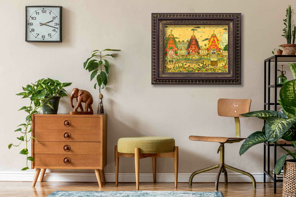 Lord Jaganath Baladev Subhadra Devi Ratha Yatra Painting in Authentic Wood Frame