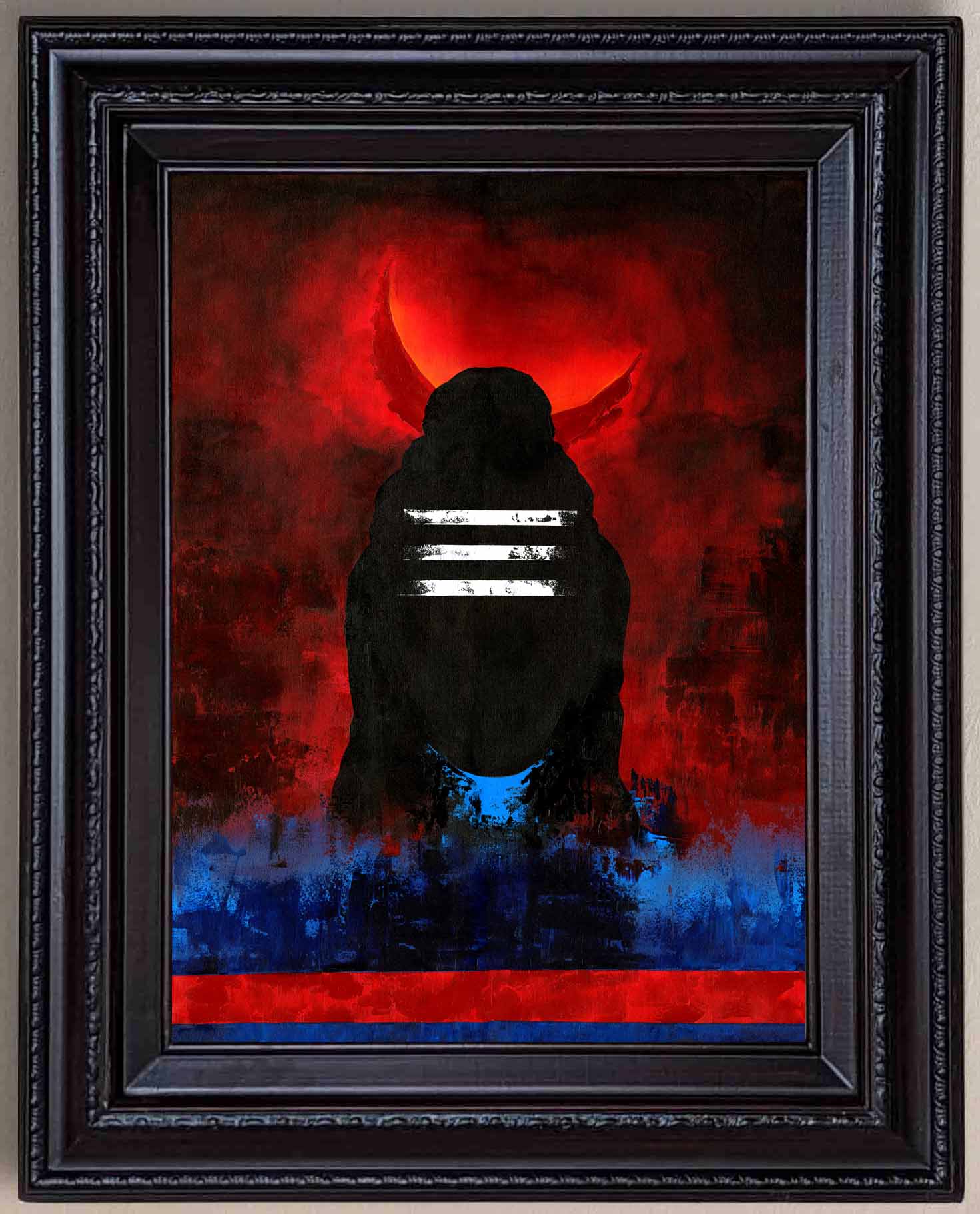 Lord Shiva Abstract Painting in Authentic Wood Frame