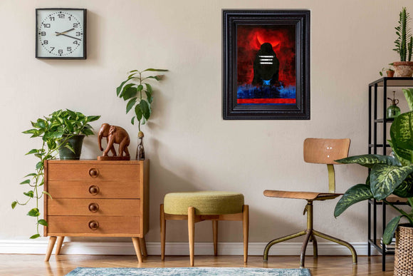 Lord Shiva Abstract Painting in Authentic Wood Frame