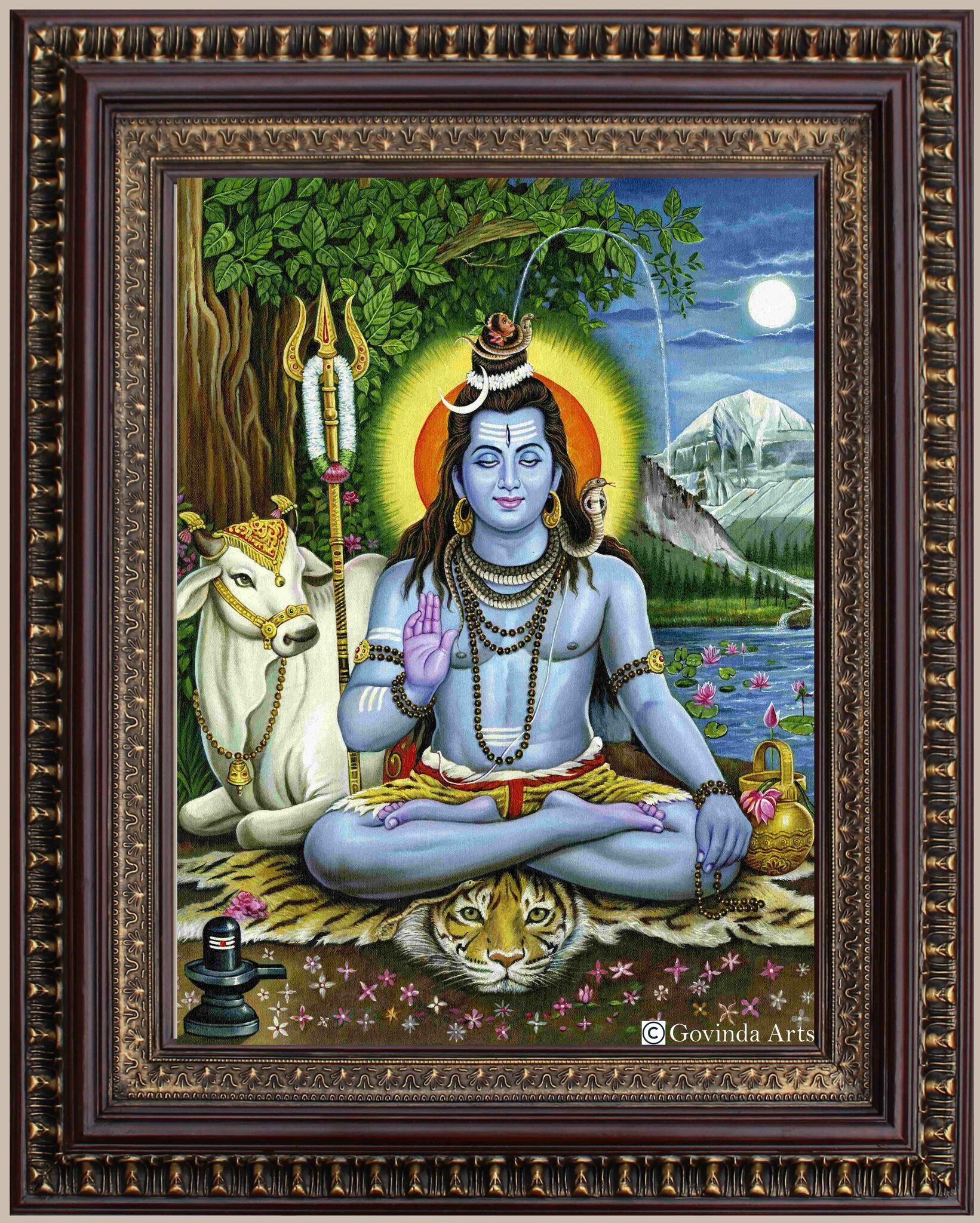 Lord Shiva Painting in Authentic Wood Frame