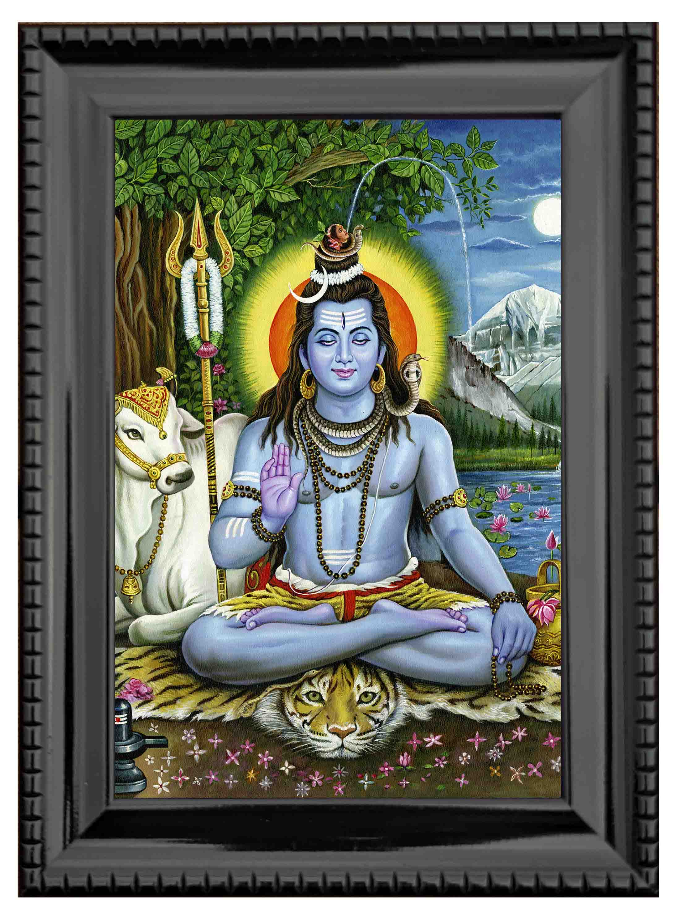 Lord Shiva Painting in Authentic Wood Frame