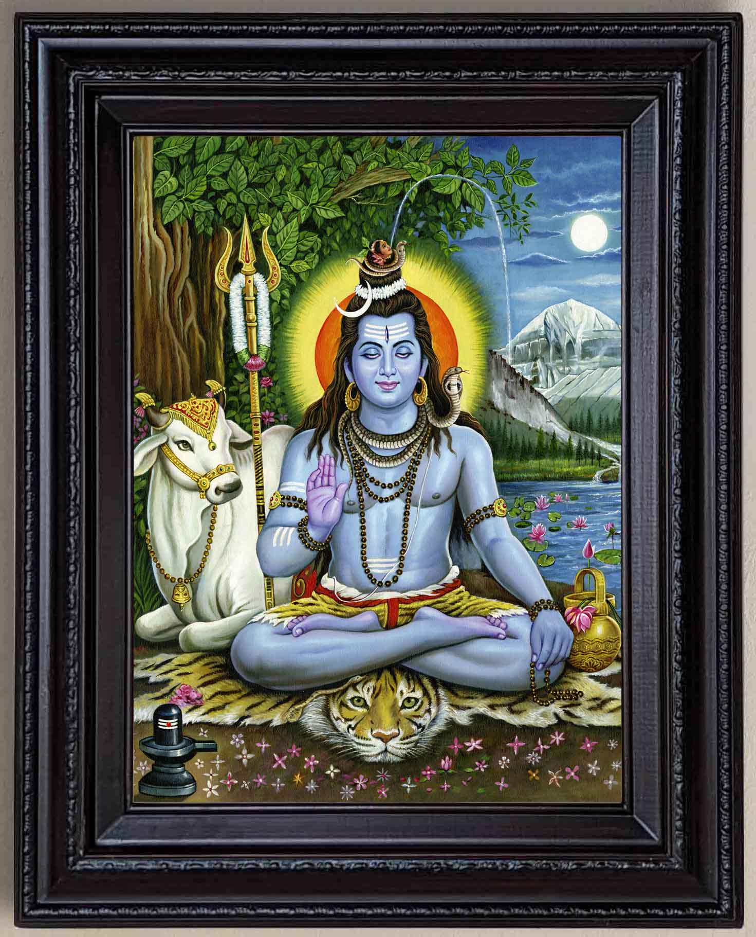 Lord Shiva Painting in Authentic Wood Frame