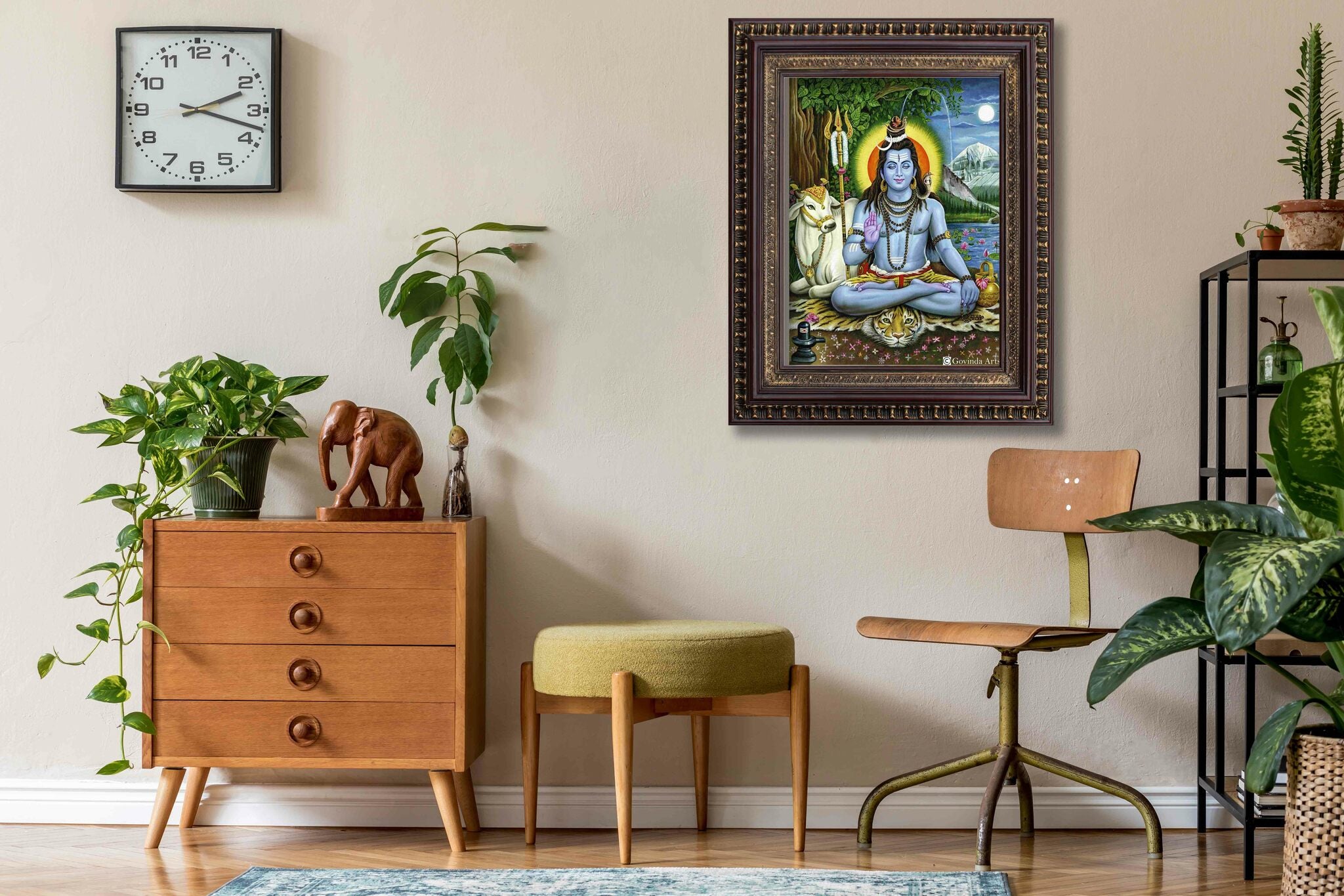 Lord Shiva Painting in Authentic Wood Frame - 0