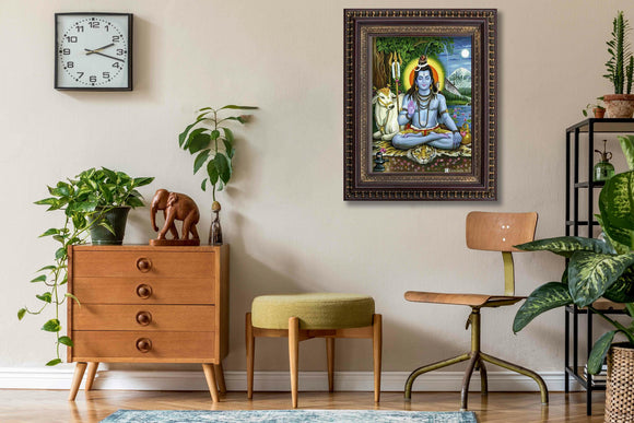 Lord Shiva Painting in Authentic Wood Frame