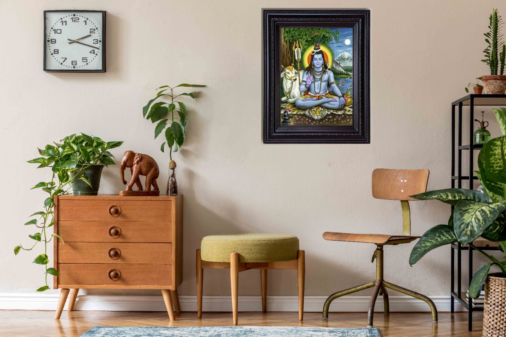 Lord Shiva Painting in Authentic Wood Frame