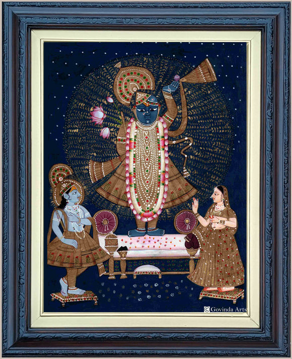 Lord Sreenathji Painting in Authentic Wood Frame