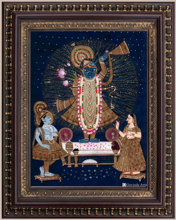 Lord Sreenathji Painting in Authentic Wood Frame