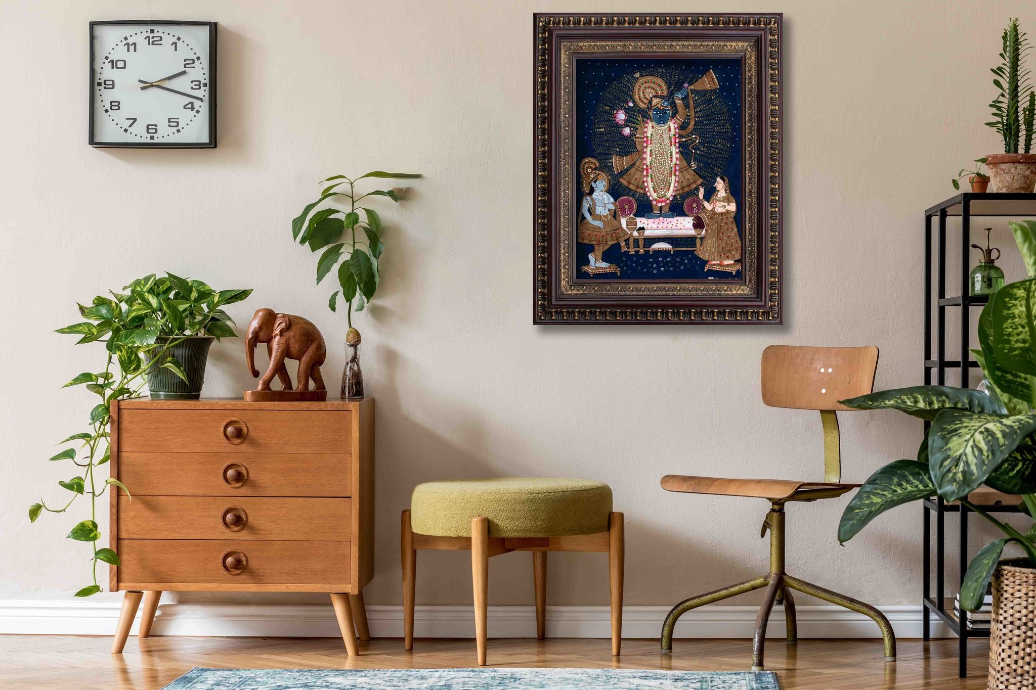 Lord Sreenathji Painting in Authentic Wood Frame