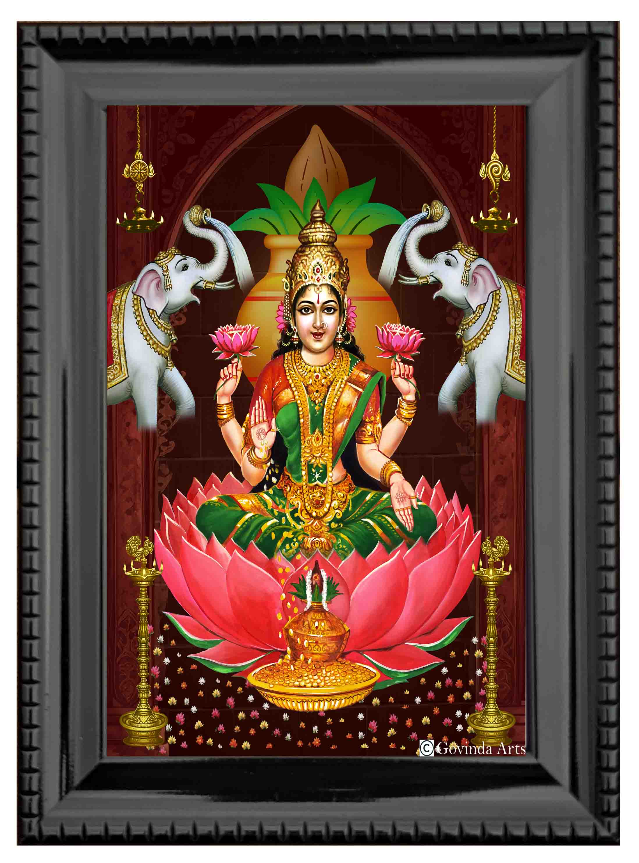 MahaLakshmi Devi Painting in Authentic Wood Frame