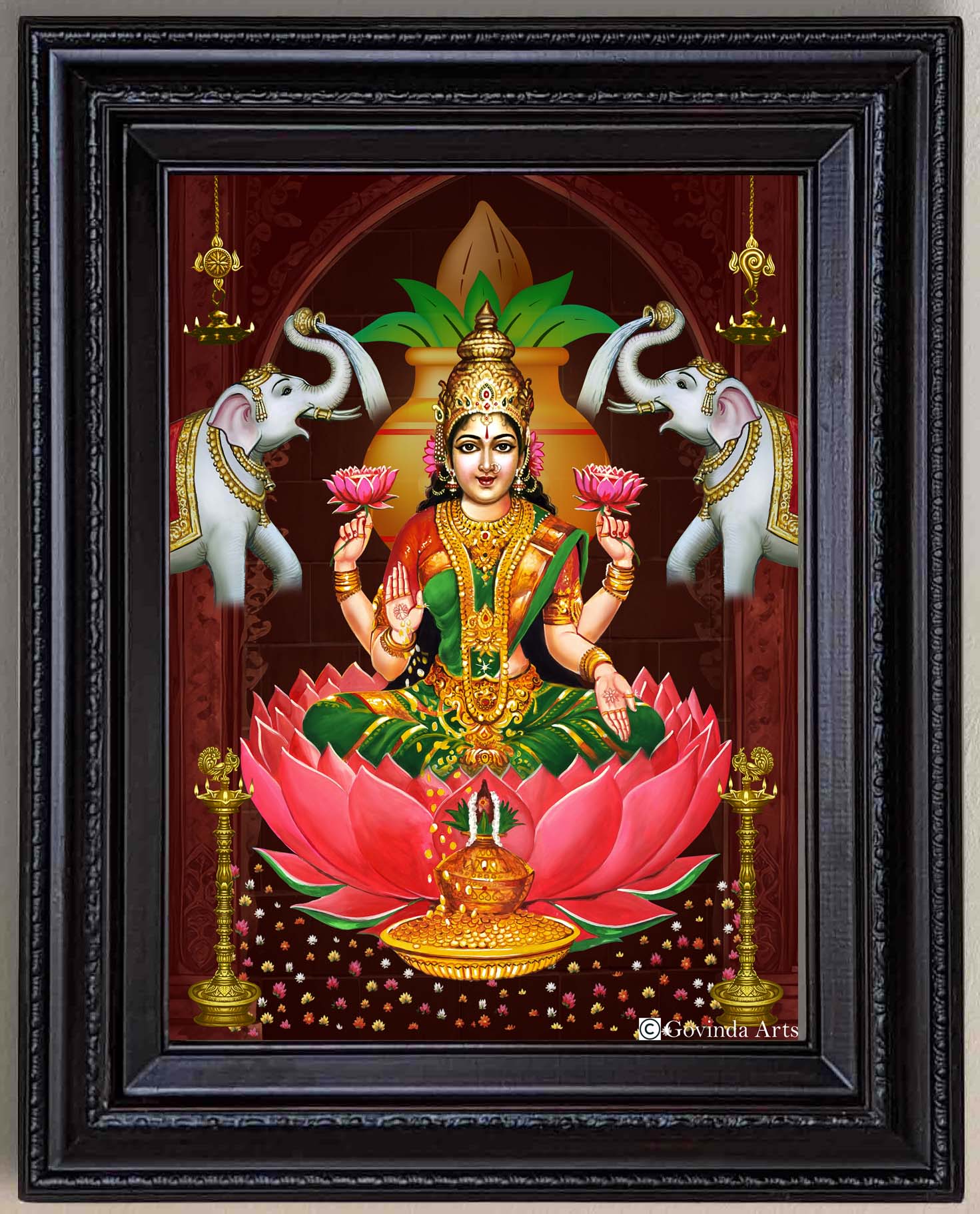 MahaLakshmi Devi Painting in Authentic Wood Frame