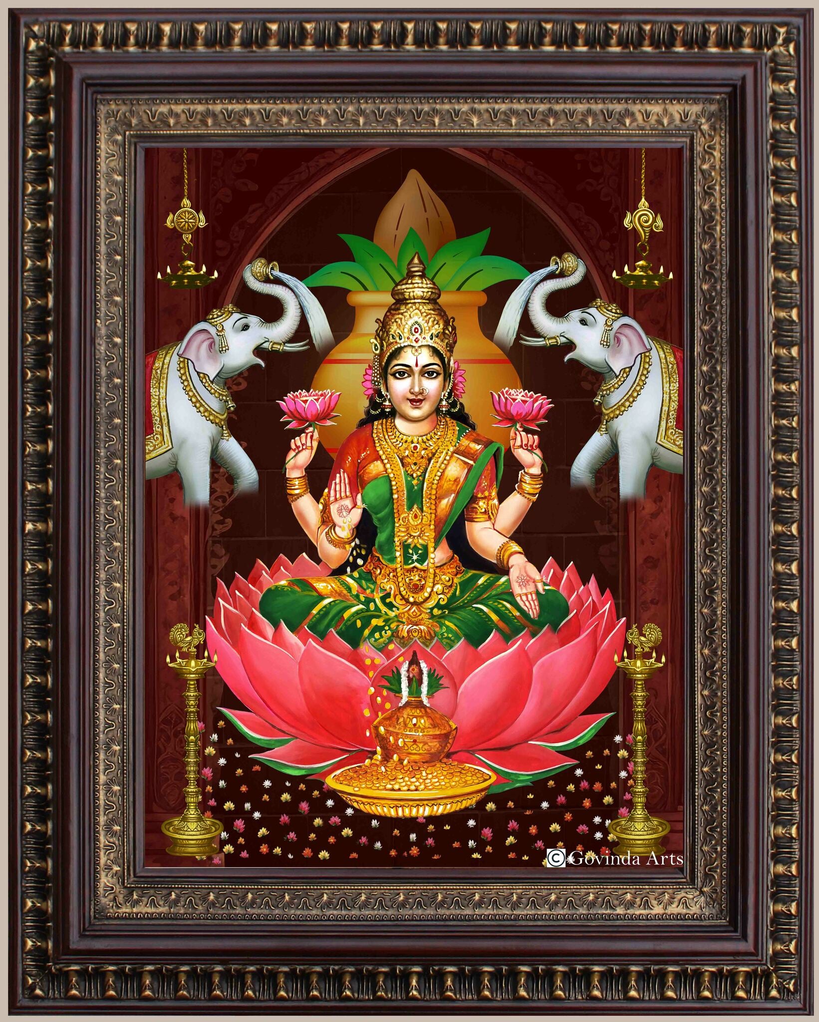 MahaLakshmi Devi Painting in Authentic Wood Frame