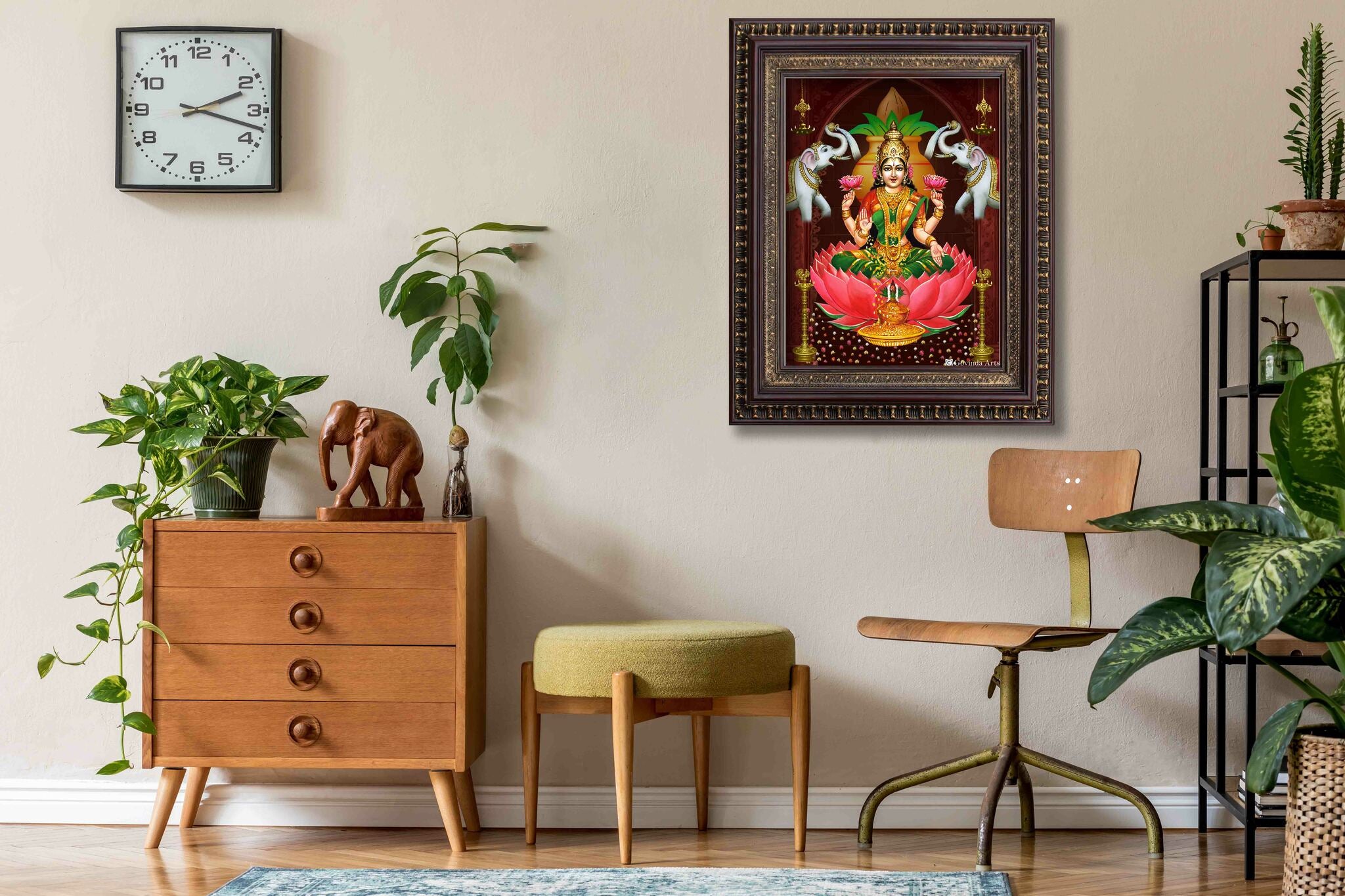 MahaLakshmi Devi Painting in Authentic Wood Frame